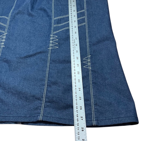 LANA SPORT Cotton Blend Chambray A-Line Skirt Beaded and Embroidered Back Zip 18 - Picture 6 of 9